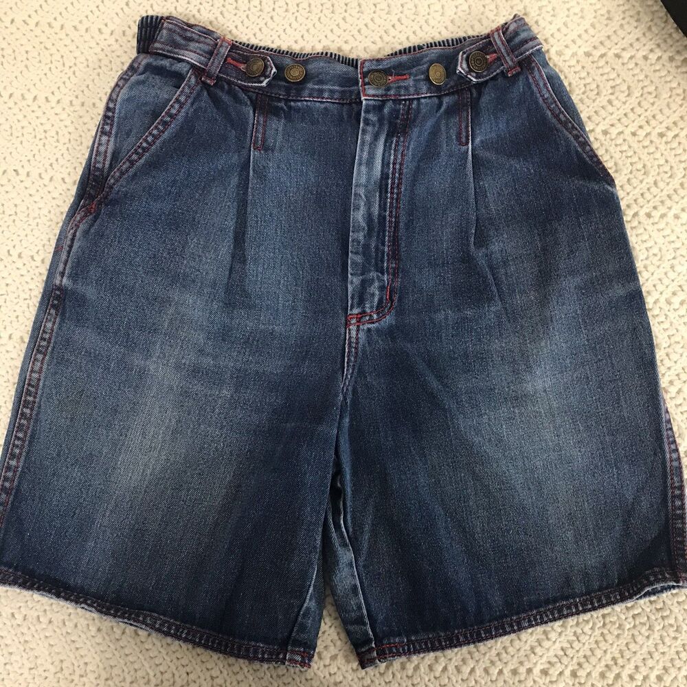 2-VTG 90’s Present Co. High Rise Denim Mom Jean Shorts Size 11 Elastic Waist